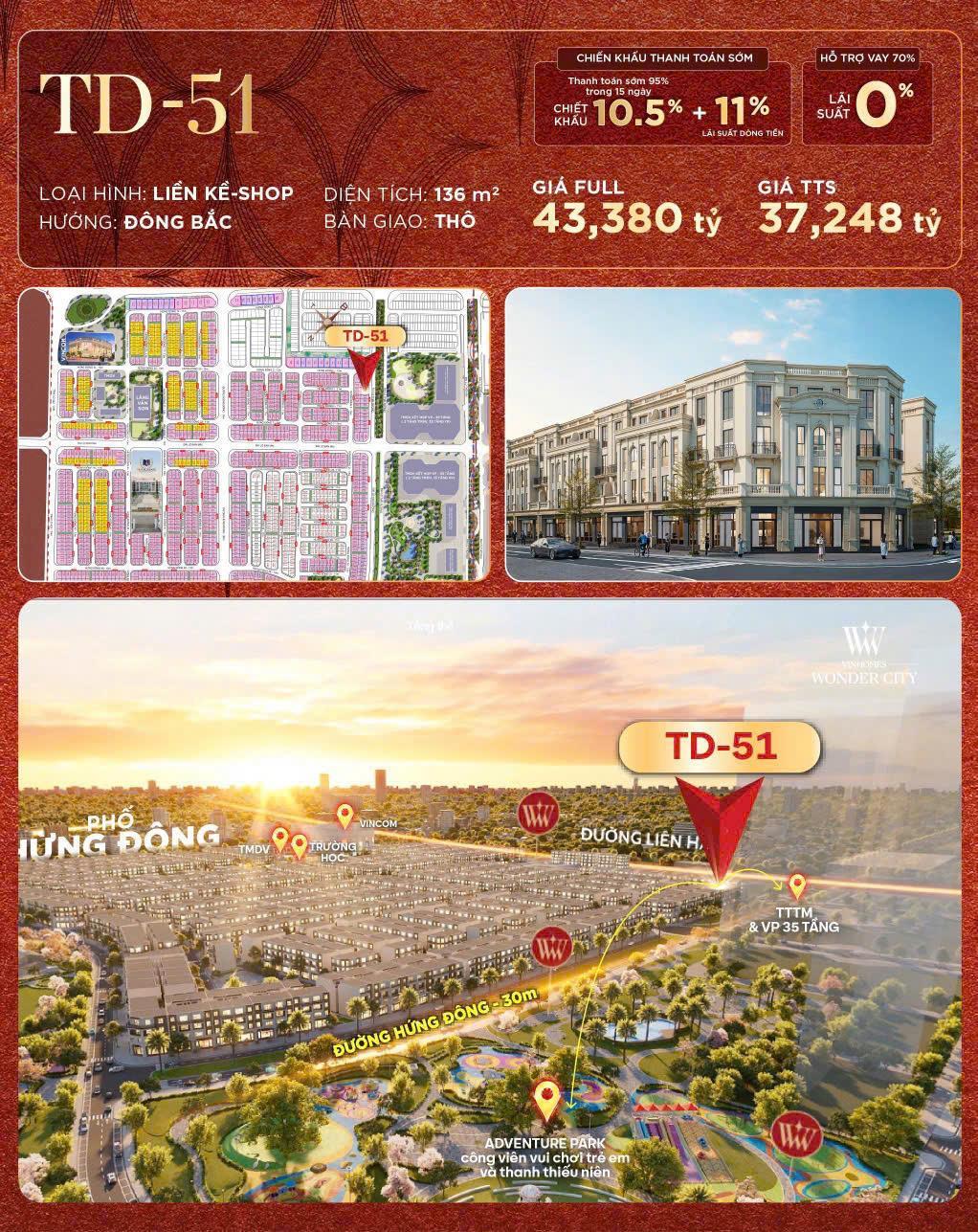 Shophouse Vinhome Đan Phượng, Dt 136m - Giá Chỉ 37 Tỷ – Đầu Tư Là Thắng! - Ảnh chính